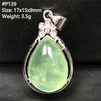 Colgante de prehnita verde natural superior para mujeres, hombres, riqueza, suerte, curación, regalo de Reiki, cuentas de cristal, piedras preciosas, joyería de plata AAAAA