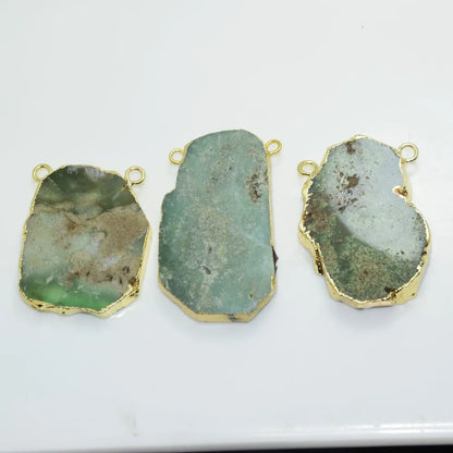 Raw Chrysoprase Natural Slice charm pendant for necklace 2 loop chakra slab Random Australian stone connector for women 2019