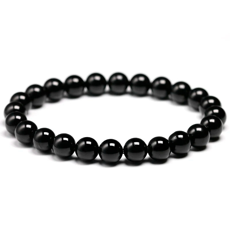 Natural Black Tourmaline Bracelet 6 8 10 mm Stone Beads Bracelet Gem Stone Energy Bracelet Men Yoga Energy Handmade Women Gift