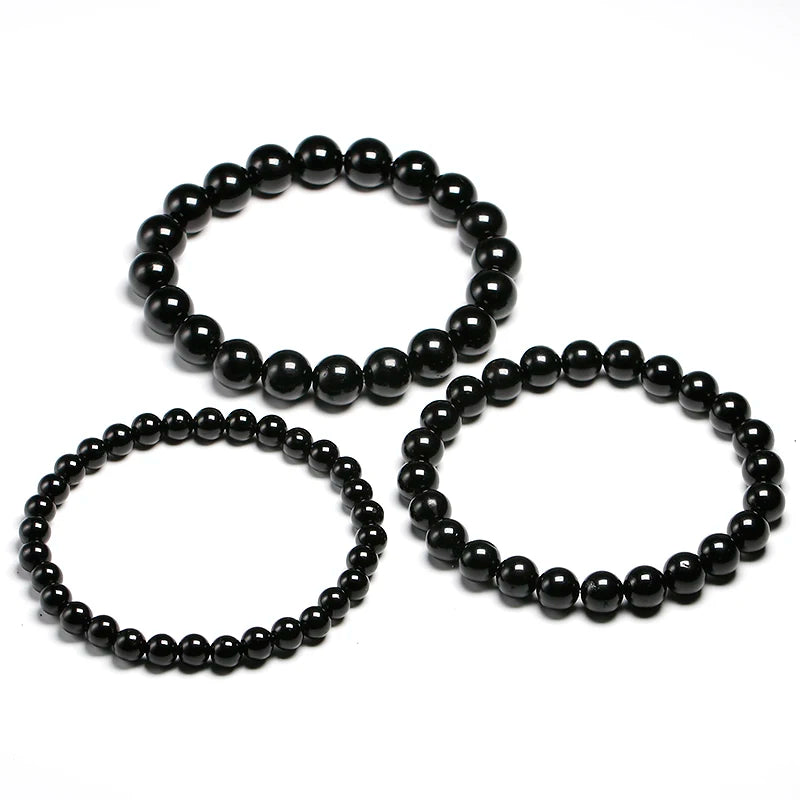 Natural Black Tourmaline Bracelet 6 8 10 mm Stone Beads Bracelet Gem Stone Energy Bracelet Men Yoga Energy Handmade Women Gift