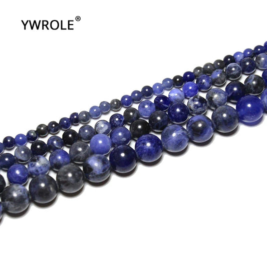 100% Natural Blue Sodalite Round Natural Stone  Beads For Jewelry Making DIY Bracelet Necklace Material  4/6/8/10/12 mm 15''