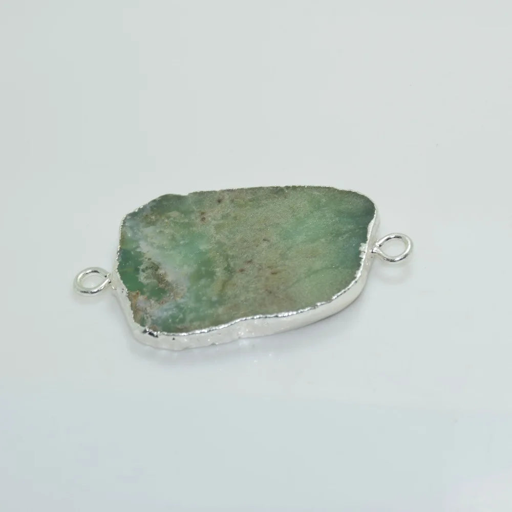 Raw Chrysoprase Natural Slice charm pendant for necklace 2 loop chakra slab Random Australian stone connector for women 2019