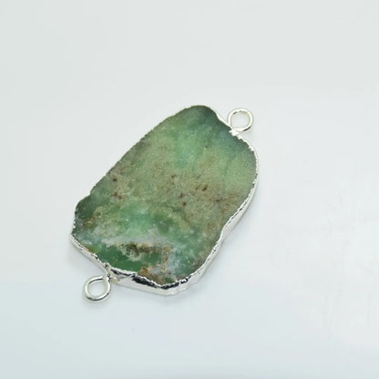 Raw Chrysoprase Natural Slice charm pendant for necklace 2 loop chakra slab Random Australian stone connector for women 2019