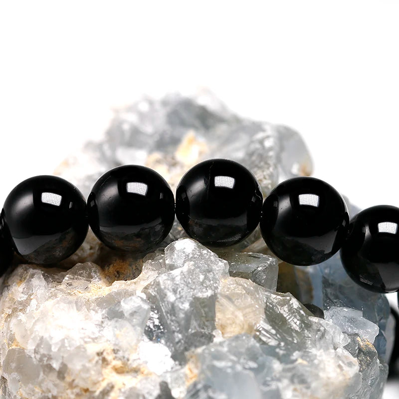 Natural Black Tourmaline Bracelet 6 8 10 mm Stone Beads Bracelet Gem Stone Energy Bracelet Men Yoga Energy Handmade Women Gift