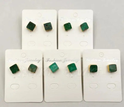 WT-E371 WKT New Coming Square Stud Earring Natural Chrysoprase Stone Earring For Women Natural Stone Stud Earring