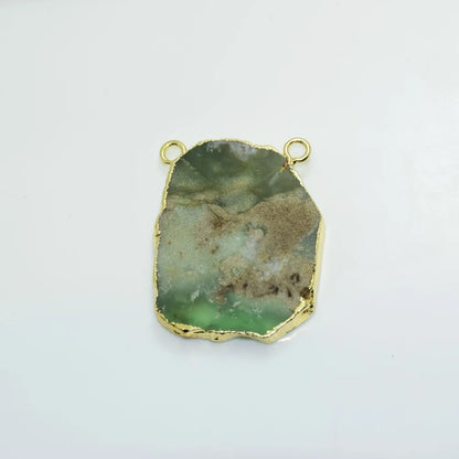 Raw Chrysoprase Natural Slice charm pendant for necklace 2 loop chakra slab Random Australian stone connector for women 2019