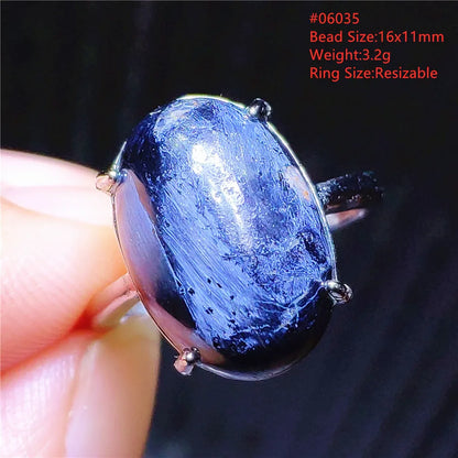 Natural Blue Pietersite Adjustable Ring Women Petersite Chatoyant Beads Namibia Fashion Jewelry Cat Eye Ring AAAAA