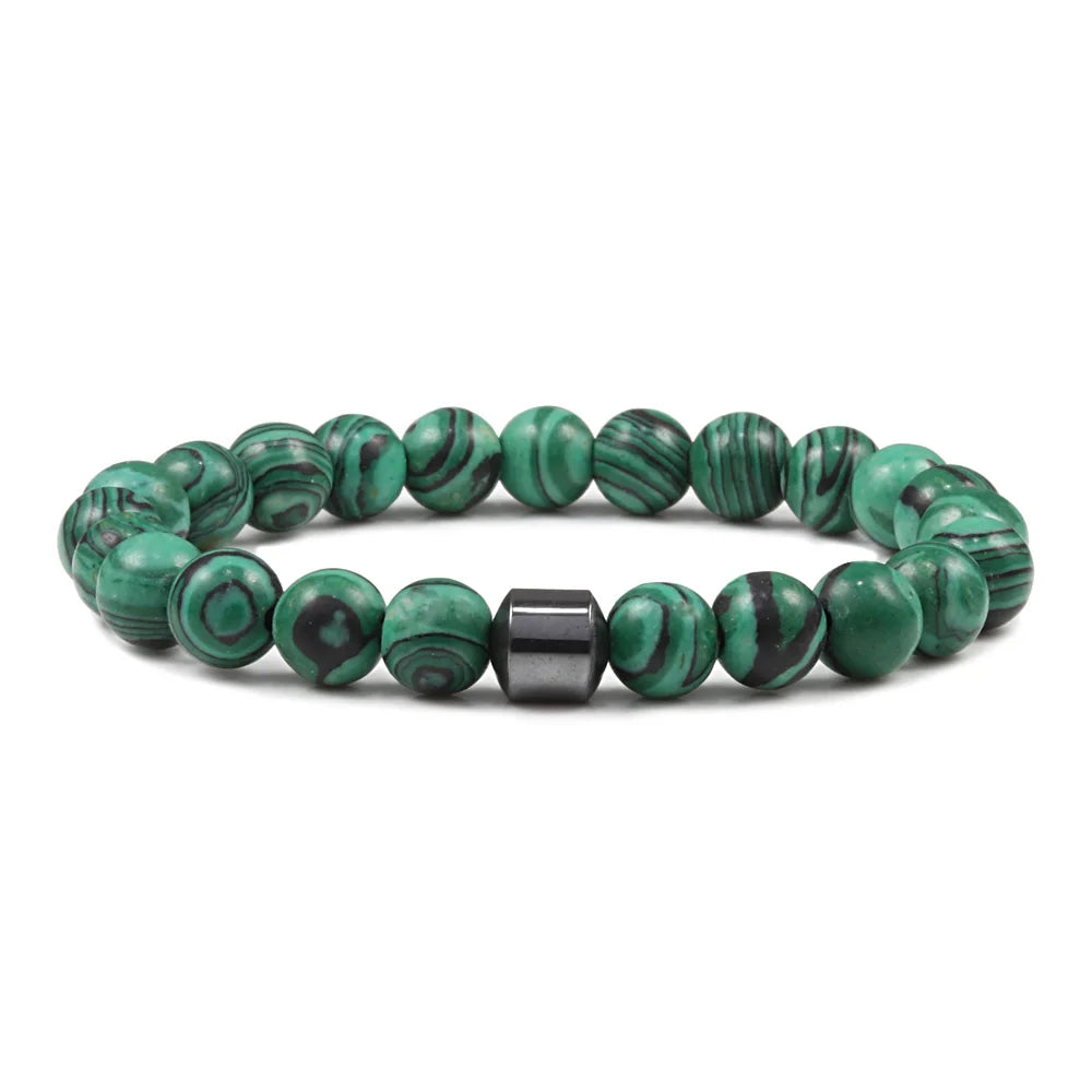 Malachite Beaded Bracelet Cylinder Hematite Natural Stone Bracelets High Quality Energy Bangle Classic Strand Jewelry Pulsera