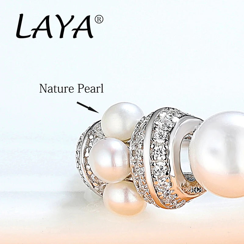 Laya Zircon Natural Pérola de Água Doce Personalidade Joias de Alta Qualidade Presente para Mulheres Anel de Prata Esterlina 925 Original