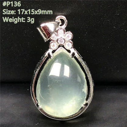 Colgante de prehnita verde natural superior para mujeres, hombres, riqueza, suerte, curación, regalo de Reiki, cuentas de cristal, piedras preciosas, joyería de plata AAAAA