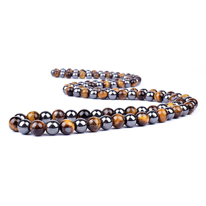 Natural Tiger Eye Stone Necklace Men New Fashion Hematite Beaded Necklaces Women for Magnetic Health Protection Handmade Jewelry