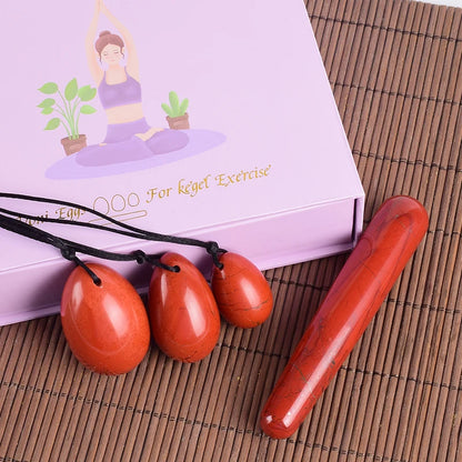 Natural Red Jasper Yoni Egg and Massage Wand Set – Health &amp; Wellness Crystal Tool