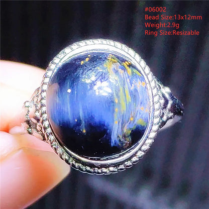 Natural Blue Pietersite Adjustable Ring Women Petersite Chatoyant Beads Namibia Fashion Jewelry Cat Eye Ring AAAAA