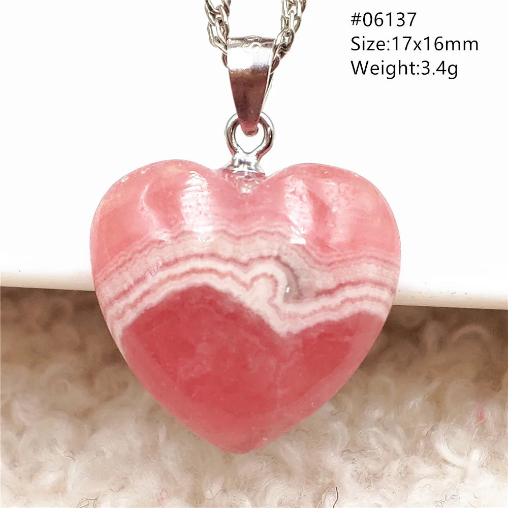 Natural Red Argentina Rhodochrosite Pendant Necklace Rose Rhodochrosite Heart Pendant Women Men Necklace AAAAA