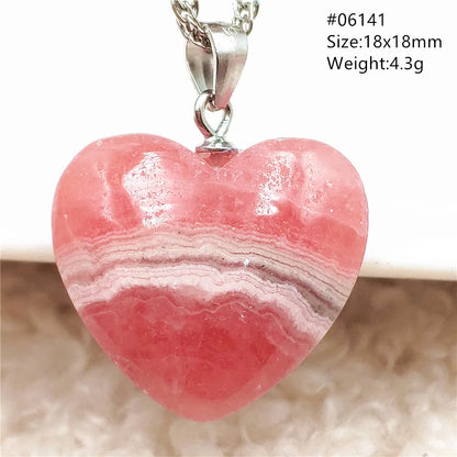 Natural Red Argentina Rhodochrosite Pendant Necklace Rose Rhodochrosite Heart Pendant Women Men Necklace AAAAA