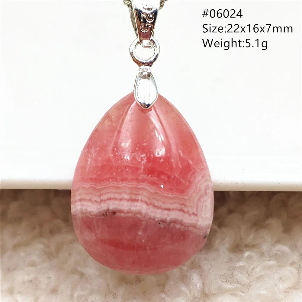 Natural Rose Rhodochrosite Pendant Heart Red Rhodochrosite Love Bead Pendant Necklace Women Rare Rose Necklace AAAAA