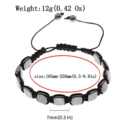 Pulsera de cuentas de piedra de hematita negra con 7 estilos de abalorios, joyería para hombres, pulsera tejida magnética para el cuidado de la salud para mujeres, regalo