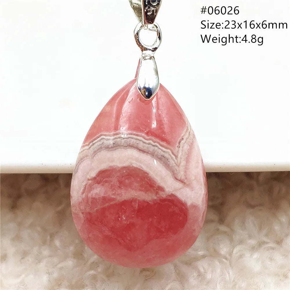 Natural Rose Rhodochrosite Pendant Heart Red Rhodochrosite Love Bead Pendant Necklace Women Rare Rose Necklace AAAAA