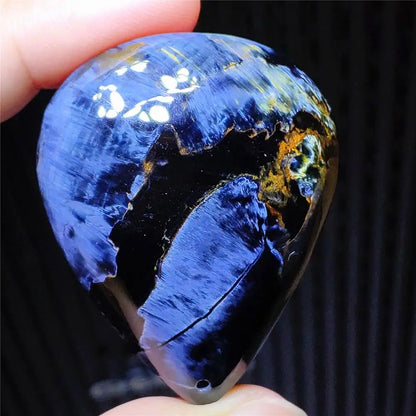 Natural Blue Pietersite Water Drop Chatoyant Pendant 46x37x13mm Namibia Cat Eye Jewelry AAAAAA