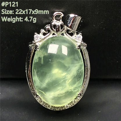 Colgante de prehnita verde natural superior para mujeres, hombres, riqueza, suerte, curación, regalo de Reiki, cuentas de cristal, piedras preciosas, joyería de plata AAAAA