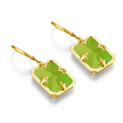 Women 925 Silver Earrings 14K Gold Peridot Green Gemstone Drop Long Hanging Earrings Fine Jewelry Mother's Day