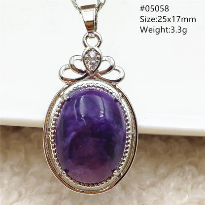 Natural Purple Charoite Pendant Necklace Jewelry Women 925 Sterling Silver Rare Gift Charoite Bead AAAAA