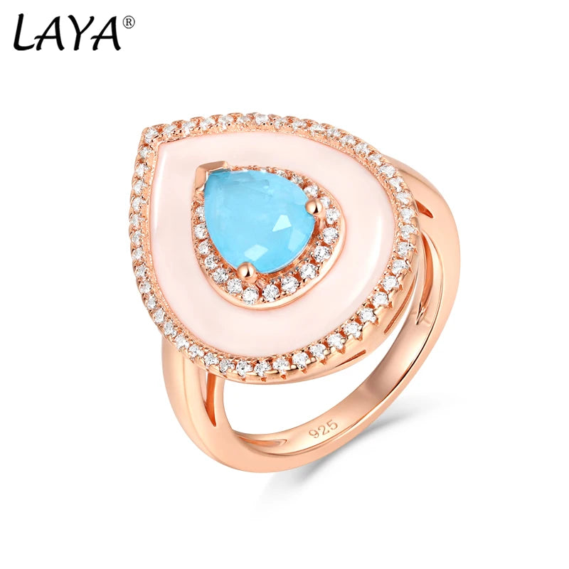 Laya Silver Ring For Women Pure 925 Sterling Silver Retro Style High Quality Zircon Natural Blue Purple Fushion Stone Jewelry