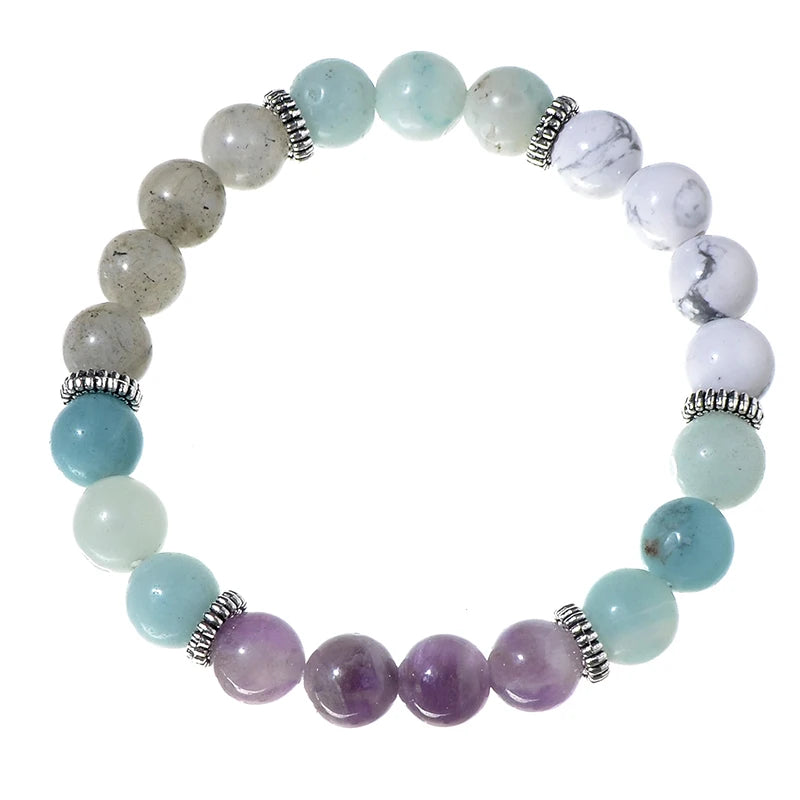 8mm Amethyst Howlite Pure Amazonite Labradorite Beaded Mala Necklace Meditation Yoga 108 Japamala Jewelry Bracelet Sets