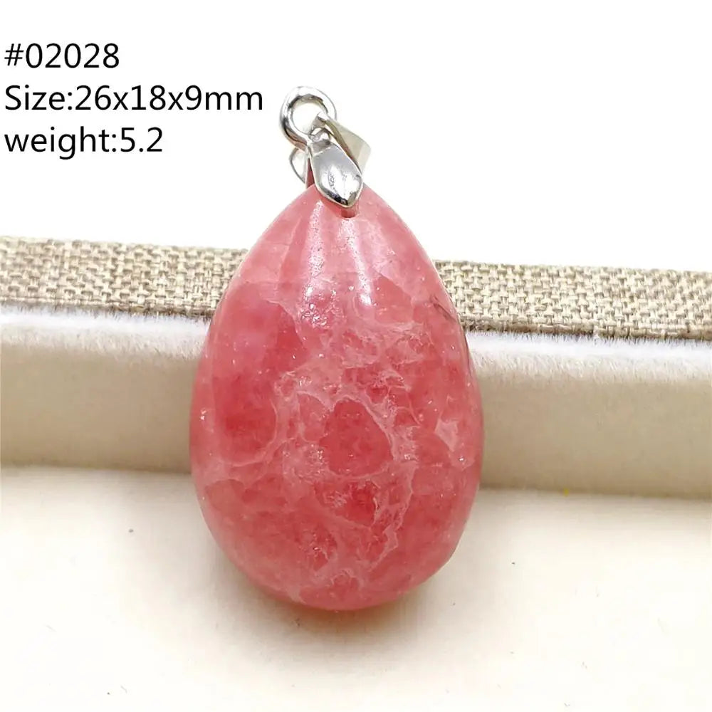 Natural Rose Rhodochrosite Pendant Heart Red Rhodochrosite Love Bead Pendant Necklace Women Rare Rose Necklace AAAAA