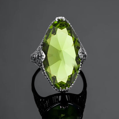 Trendy Peridot Ring Marquise Gemstones Real 925 Sterling Silver Rings para mulheres Birthstone August Engagement Silver 925 Jewelry