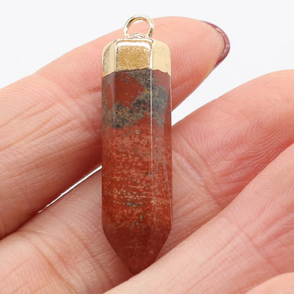 1pcs Natural Stone Agates Crystal Quartz Sodalite/ Citrines Lapis Lazuli Pendant DIY for Necklace or Jewelry Making Size 35x8mm