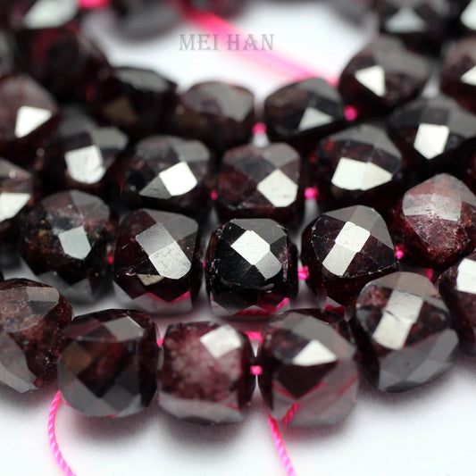 Meihan Natural Mozambique Red Garnet 8mm Faceted Cube loose beads For DIY jewelry making design