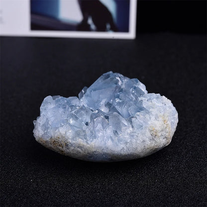 Hermoso y natural cristal de celestita de Madagascar en bruto, racimo druzy, geoda azul cielo, muestra mineral en bruto