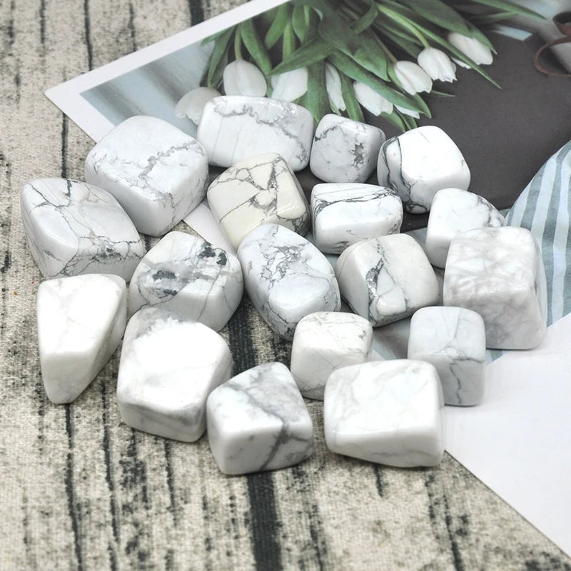 White Howlite Turquoise Gravel Specimen Size Irregular Tumbled Stones Reiki Healing Crystals Quartz Mineral Aquarium Home Decor