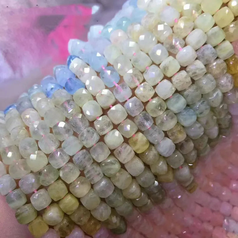 5A Morganite loose beads Gradient color square faceted 4.5-5mm nature  for making jewelry necklace 38cm FPPJ wholesale