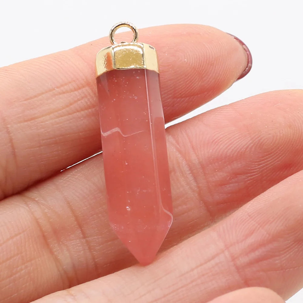 1pcs Natural Stone Agates Crystal Quartz Sodalite/ Citrines Lapis Lazuli Pendant DIY for Necklace or Jewelry Making Size 35x8mm