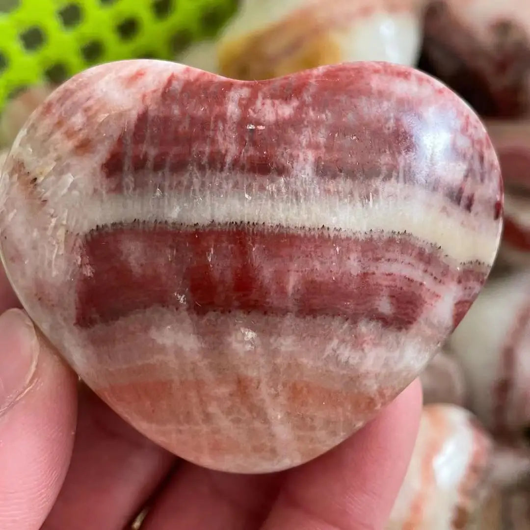 1Pcs Natural Rhodochrosite Quartzo Coração Cura Porco Pedra Cristal Tratamento Cristal