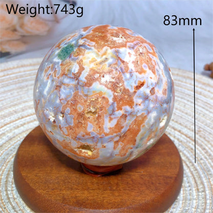 Natural Crystals Carnelian Moss Agate Sphere Druzy Geode Home Decorations Polished Room Decor Energy Gift Mineral Ore