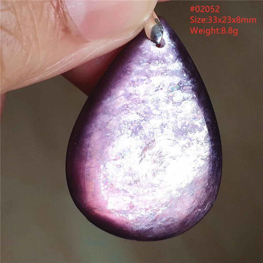 Natural Purple Lepidolite Quartz Tourmaline Mica Pendant Flash Woman Men Heart Love Fashion Jewelry AAAAAA