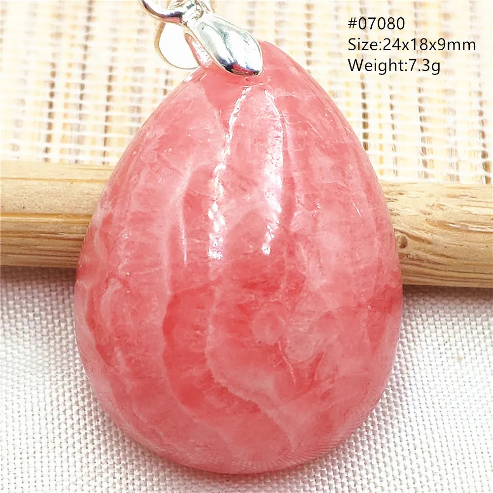 Natural Rose Rhodochrosite Pendant Heart Red Rhodochrosite Love Bead Pendant Necklace Women Rare Rose Necklace AAAAA