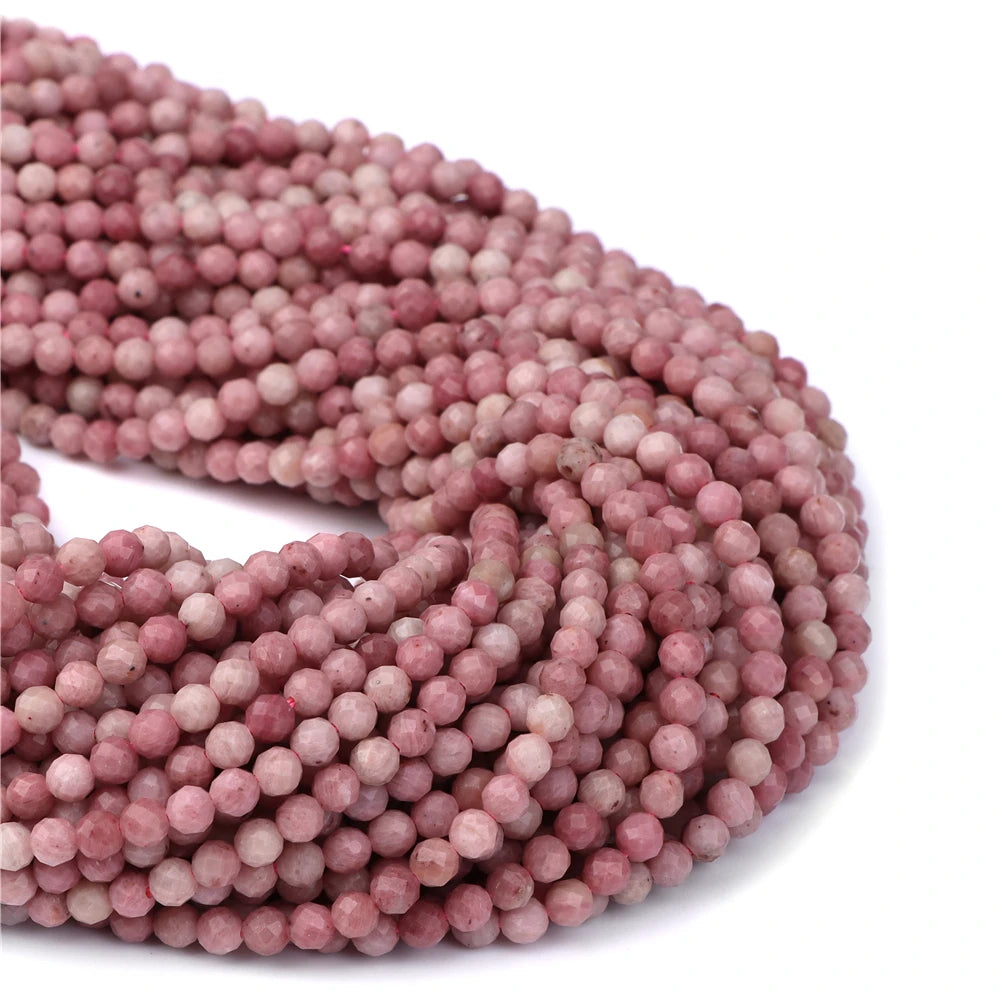 2 3 4mm Natural Rhodochrosite Stone Beads Round Small Faceted beads Using For Jewelry Making DIY Bracelet Necklace Accessory