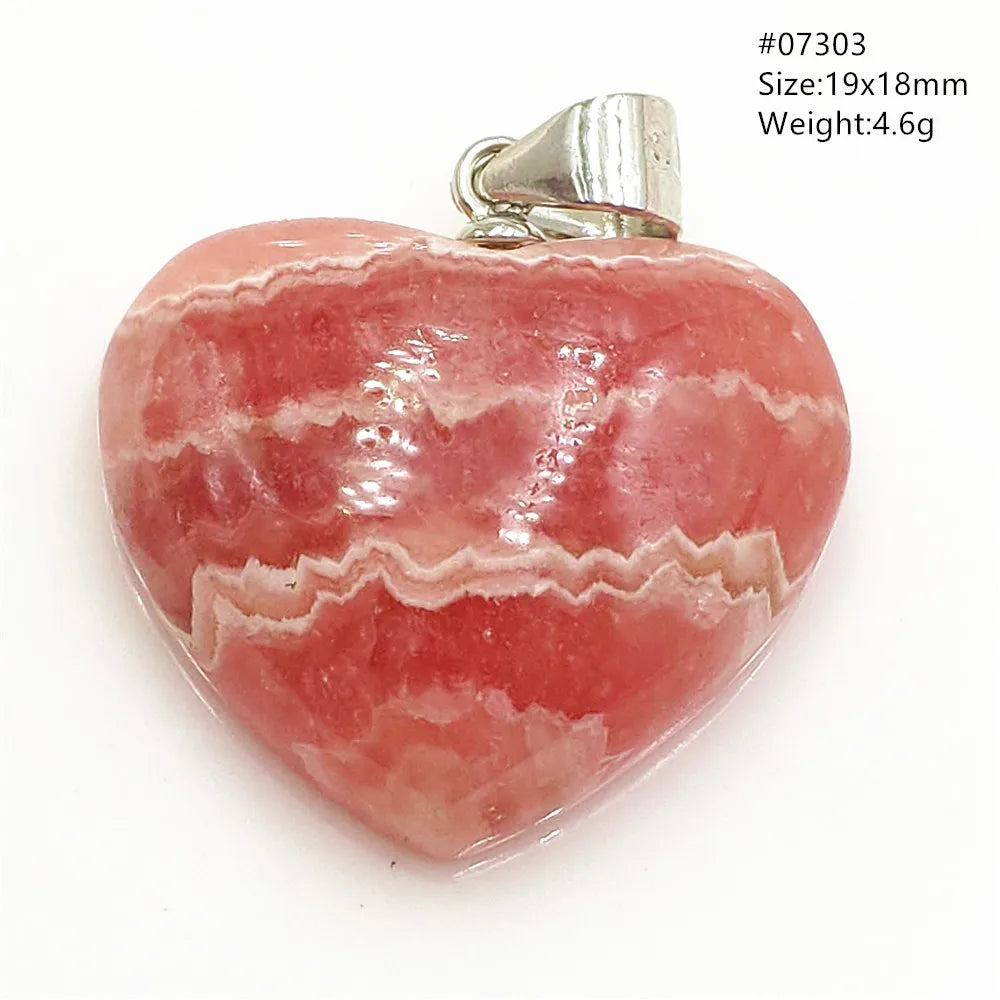 Natural Red Argentina Rhodochrosite Pendant Necklace Rose Rhodochrosite Heart Pendant Women Men Necklace AAAAA