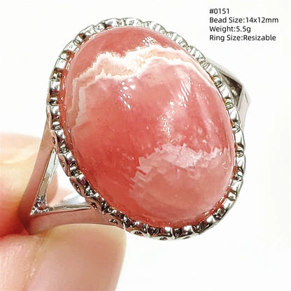 Natural Rose Rhodochrosite Ring Adjustable Ring Jewelry Woman Men Love Red Rhodochrosite Bead Healing Stone AAAAAA