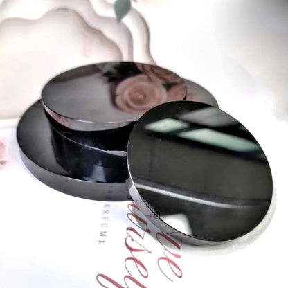 Natural Crystal Obsidian Divination Mirror Polished Round Plate Home Divination Witchcraft Fengshui Decor Gifts with Stand