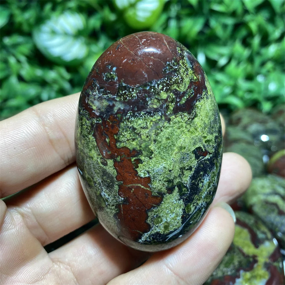 Pedra de Sangue de Dragão Natural Cristal Energia Espiritual Cura Mineral Palm Gemstones Decoração Artesanal Presentes 40*60mm