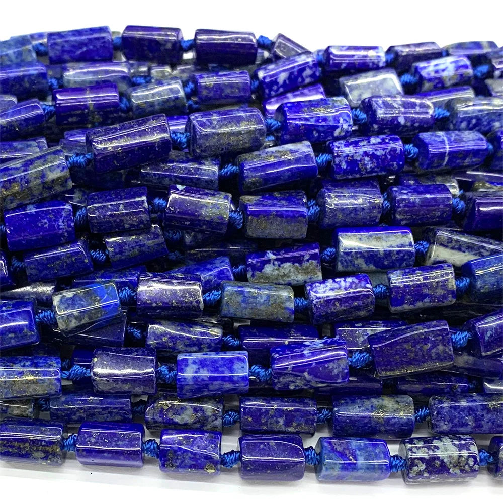 Veemake Natural Lapis Lazuli Faceted Round Rondelle Edge Cube Charms Gemstones Crystal Beads Jewelry