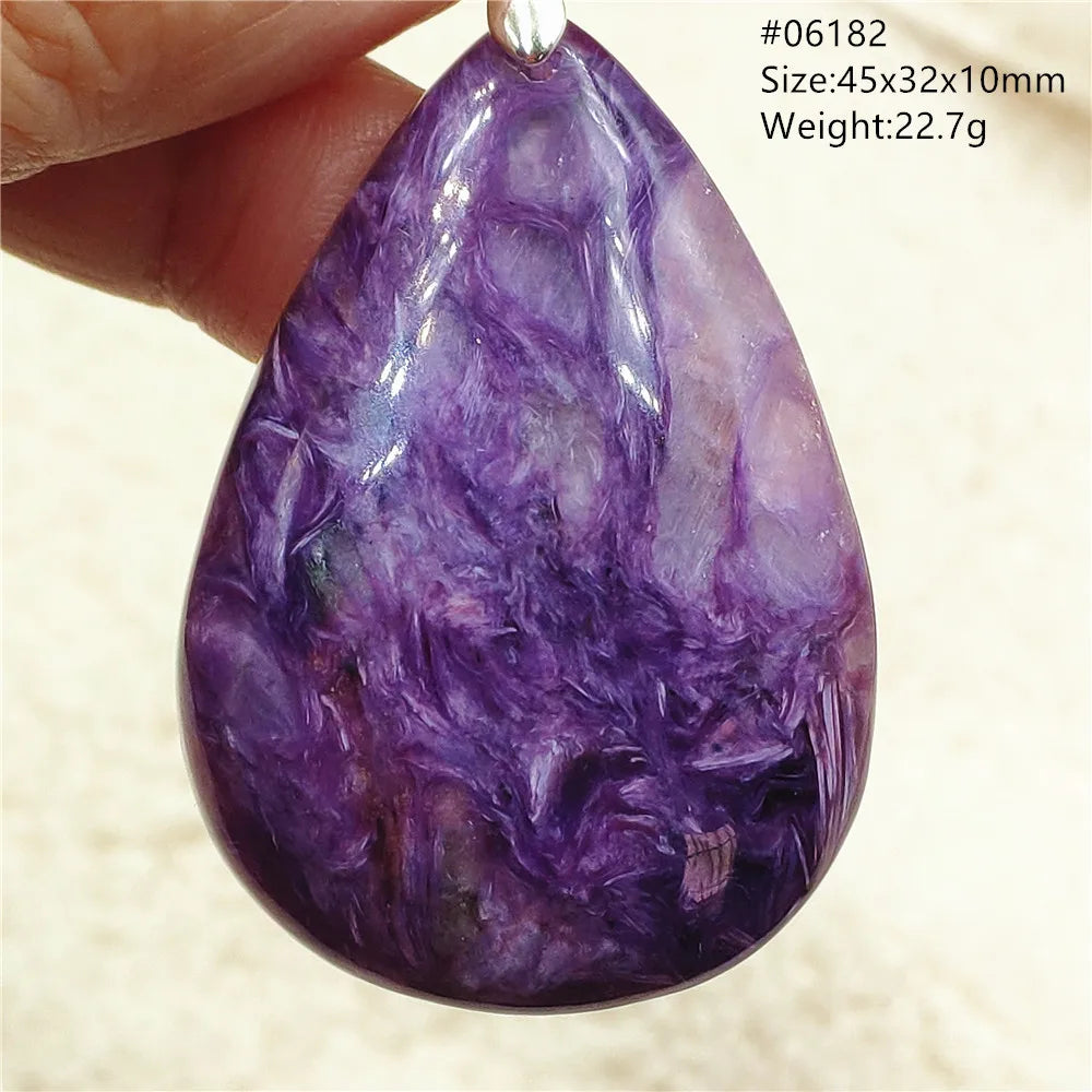 Natural Purple Charoite Water Drop Gemstone Pendant Women Men Charoite Bead Best Necklace Jewelry 925 Sterling Silver AAAAAA