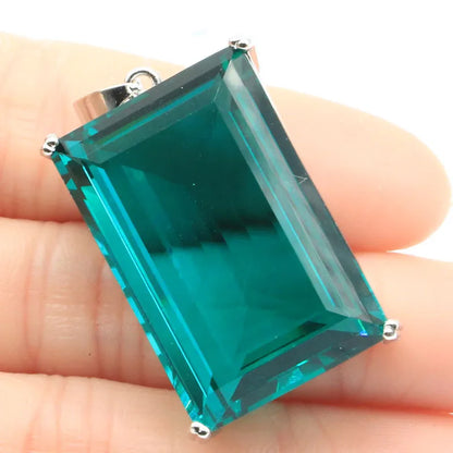 Buy 3 Get 1 Free 40x21mm Big Rectangle Gemstone Orange Spessartine Garnet Aquamarine Kunzite Peridot Women Silver Pendant