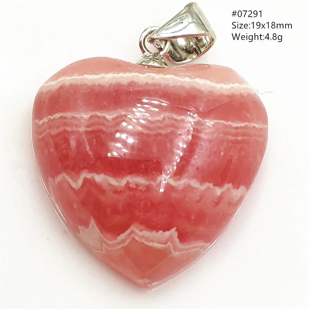 Natural Red Argentina Rhodochrosite Pendant Necklace Rose Rhodochrosite Heart Pendant Women Men Necklace AAAAA