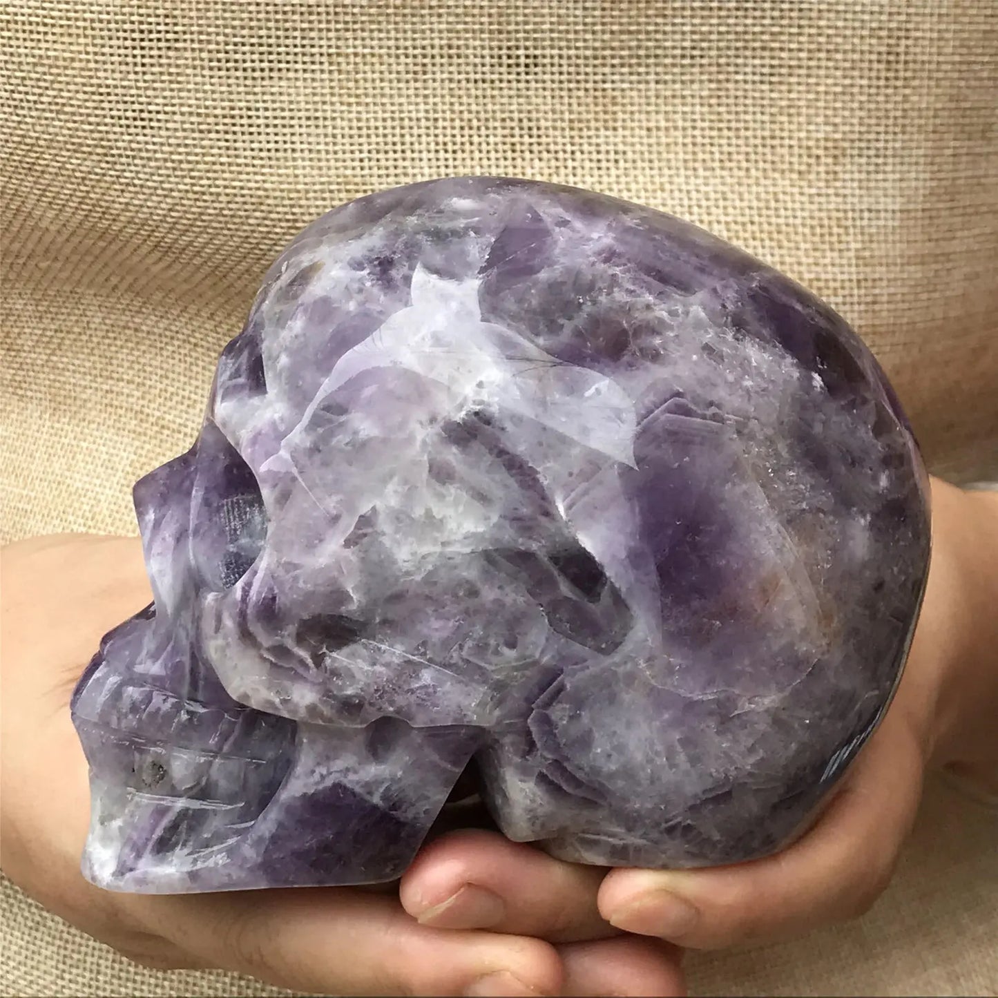 Natural Dreamy Amethyst Energy Crystal Skull Specimen Reiki Healing Gift Room Decoration